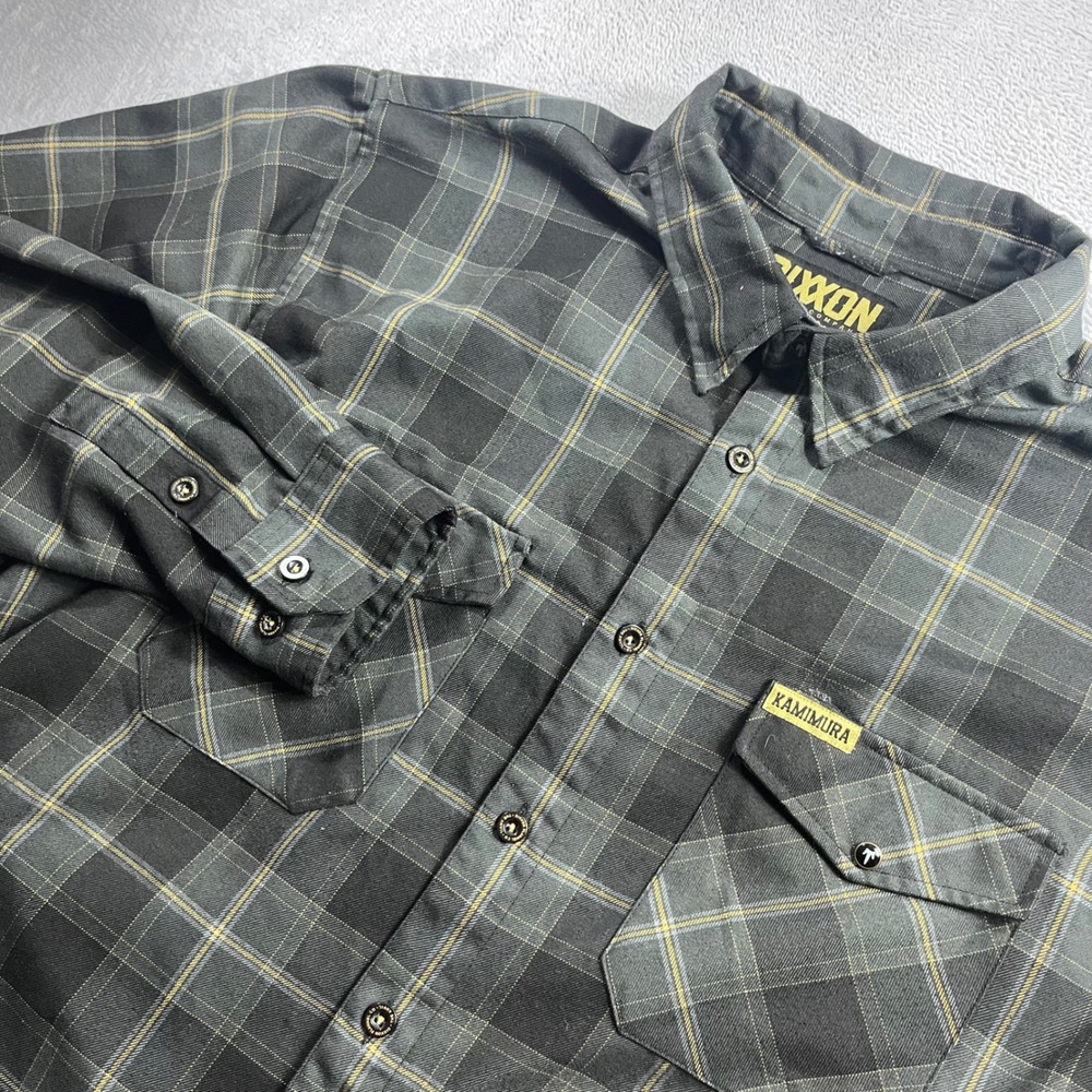Dixxon Flannel Co Kamimura Blacksmith D-Tech Plaid Shirt Mens 3X Charcoal Yellow